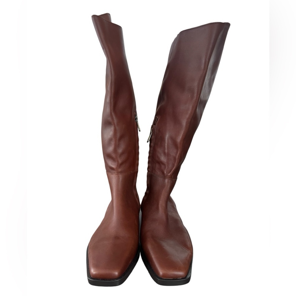 Sam Edelman Cesar Leather Riding Boots - Burnt Brandy - Square Toe - Size 7.5 - Picture 2 of 6
